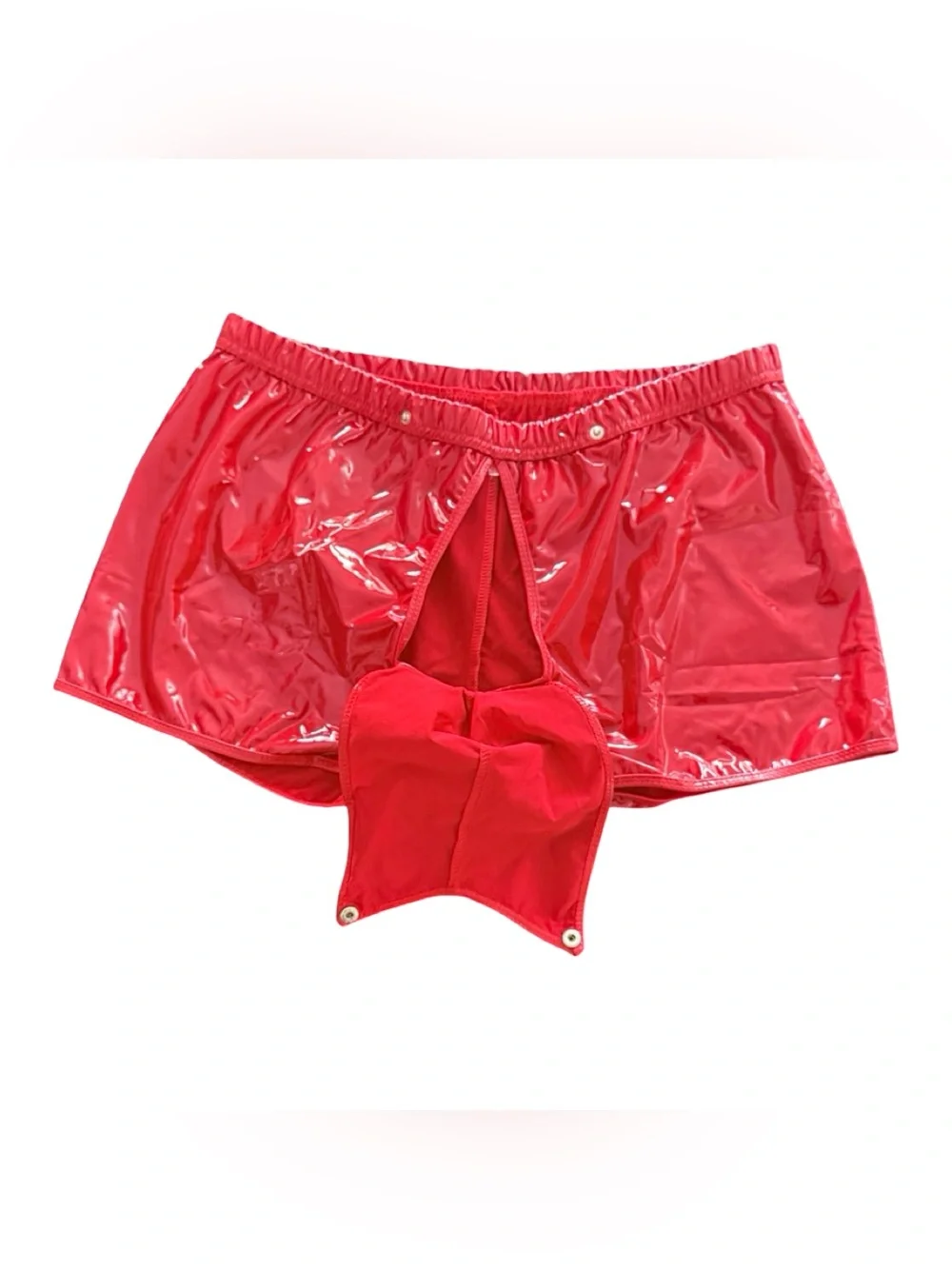 Red Glossy High‑Shine Shorts – S/M – Festival / Rave Wear